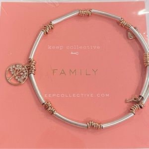 Family beaded wrap bracelet in silver and rose gold